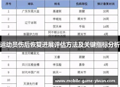 运动员伤后恢复进展评估方法及关键指标分析